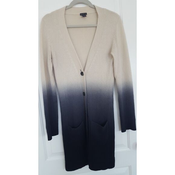 SEARLE OMBRE 100% Cashmere Cardigan Cream to Blackw/black Button, Size‎ XS - Picture 1 of 8